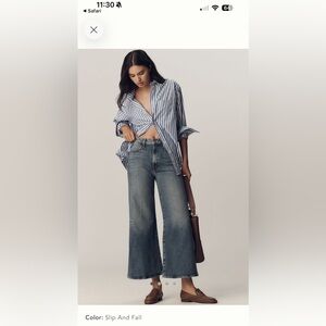 MOTHER the Hustler Roller Ankle High Rise Wide Leg Jeans